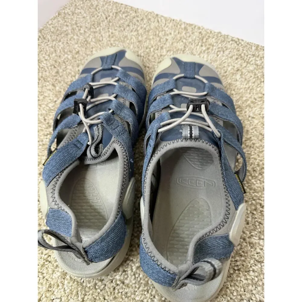 KEEN CNX Sandals Mens Size 10 Blue Waterproof Slip-On Hiking Bungee Lace
